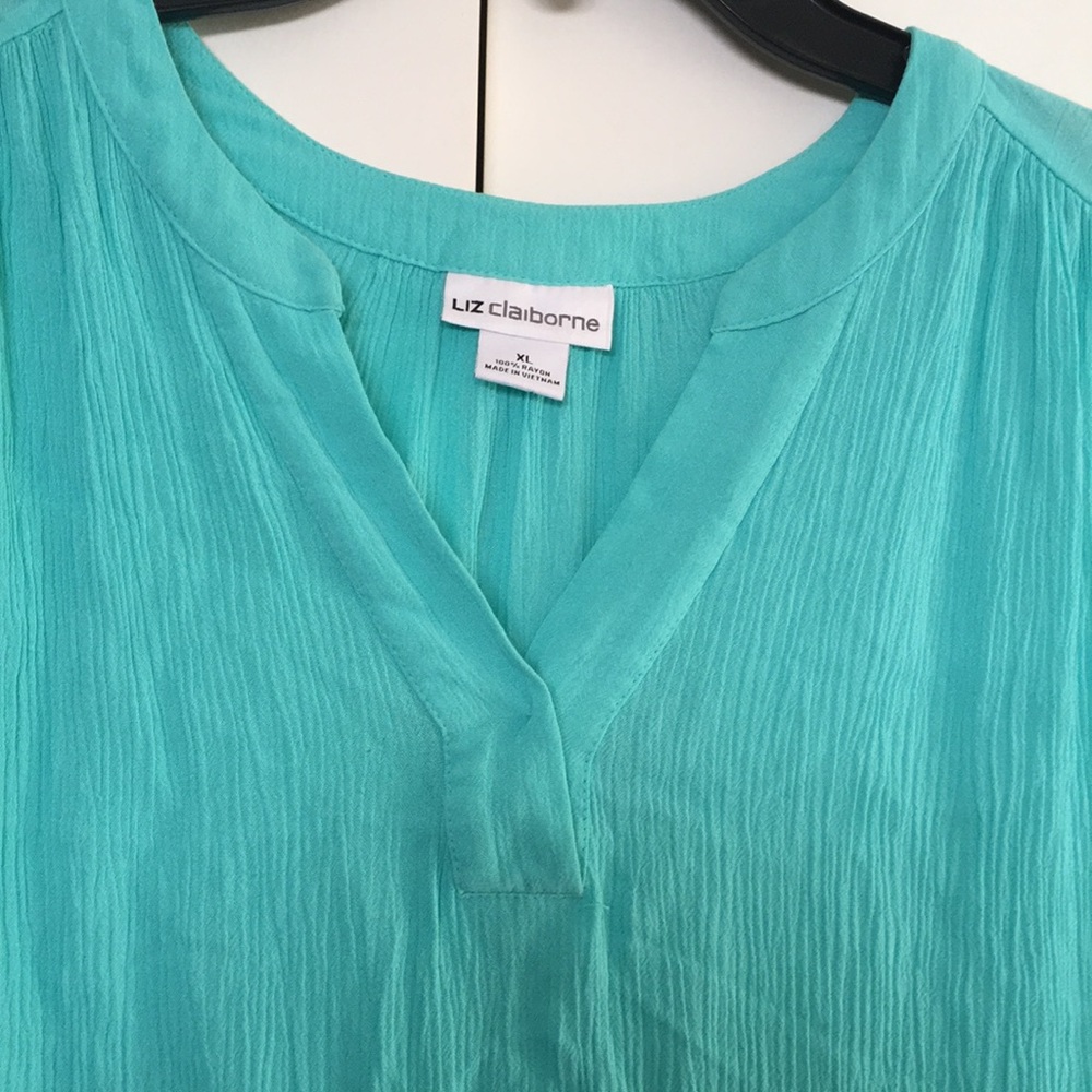 Liz Claiborne Lightweight Turquoise Tunic Top - Picture 3 of 8